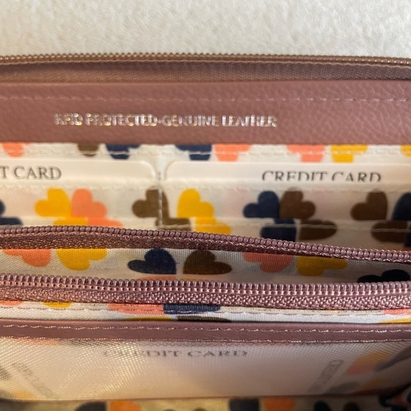 Dusty Rose Pink Leather Union Code Zip Around Wallet NWT - Picture 5 of 5